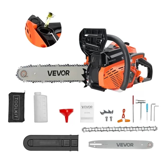 VEVOR 40 cm³ benzīna ķēdes zāģis, 14 collu benzīna ķēdes zāģis, 1,8 ZS elektriskais ķēdes zāģis ar neslīdošu rokturi, benzīna ķēdes zāģi ar divām degvielas tvertnēm, koksnes griešanai, koku apgriešanai un zemes attīrīšanai
