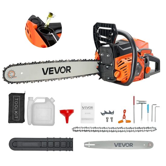 VEVOR 62 cm³ benzīna ķēdes zāģis, 20 collu benzīna ķēdes zāģis, 3,6 ZS